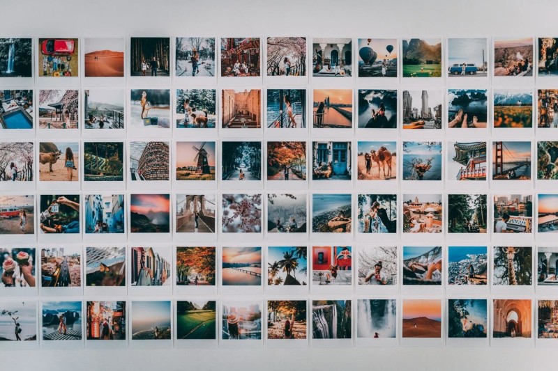 parede de fotos polaroid
